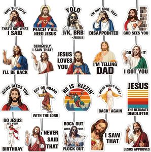 Désodorisants de voiture suspendus à la mode, découpés sur mesure en forme de « I Saw Jesus Meme », en carton absorbant haute densité, parfumés, design personnalisé - Product Image 2