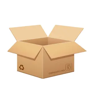 Caja de cartón corrugada de papel Kraft grande, embalaje con logotipo personalizado impreso, cartón reciclable, envío