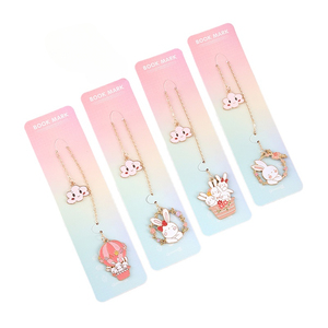 Cute Candy Korean Cartoon Bunny Metal Bookmark Creative School Student Bookmark Stationery Supplies Customize logo