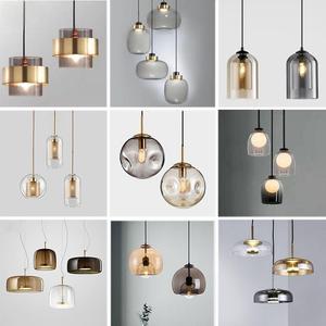 Multi style fumée <span class=keywords><strong>gris</strong></span> salon fond mur lustre en verre personnalité créative chambre chevet E27 suspension - Product Image 3