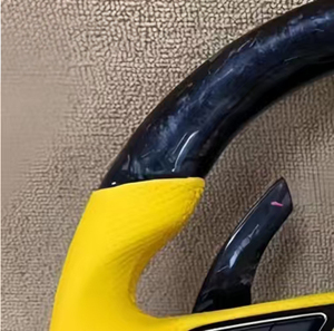 Volante Deportivo en Forma de D de Fibra de Carbono Real y Alcántara, Cosido a Mano en Cuero, Compatible con Modelos Audi B8 B9 A5 TT R8 Q5 Q8 <span class=keywords><strong>S</strong></span> <span class=keywords><strong>Line</strong></span> - Product Image 6