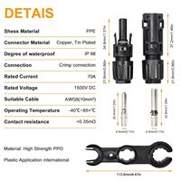 Conector Solar de Tres Vías Tipo MCX, Enchufe Impermeable IP68, Conectores de Cobre Dos en Uno, Panel de Batería Macho/Hembra