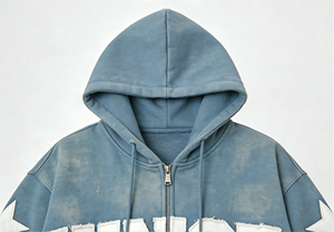 Sudadera con capucha personalizada con parche de estrella, estilo vintage, lavada y desgastada, con cremallera, para hombre, estilo urbano. - Product Image 3