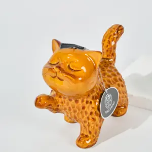 Alta calidad moda moderna estilo lindo decoración cerámica Animal sonriente gato de la suerte ornamento para regalo de boda