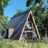 Villa modulaire préfabriquée en structure d'acier galvanisé avec un design triangulaire moderne pour une installation rapide