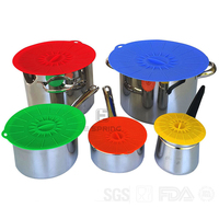 Ensemble de 5 pièces certifiées par la FDA, couvercle de couvercle de casserole en silicone de qualité alimentaire écologique avec conception anti-déversement