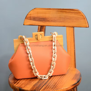 Wooden Clip Tote Bag Women Luxury <b>Chain</b> Handle Bucket Bags Box Instote <b>Handbag</b> Messenger Bag Crossbody Clutch - Product Image 3