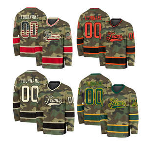 Pakaian olahraga kustom, seragam hoki, jaket, pakaian, leher V, kemeja olahraga hoki kamuflase kotak-kotak dewasa - Product Image 5