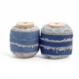 1 1/2 Inch Met De Hand Gescheurde Keperstof Geweven Gerafelde Rand Denim Cadeau Lint Voor Cadeaupapier Diy Decoratie