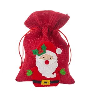 Sacs cadeaux en lin à motifs de Noël variés pour l'emballage textile - Product Image 2