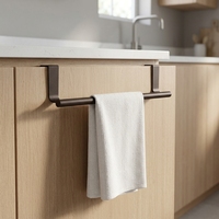 Porte-serviettes réglable en acier inoxydable à suspendre sur la porte ou le placard pour cuisine, sans perçage