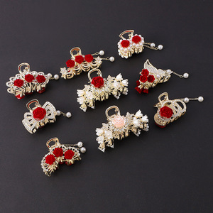 Pinza de Pelo Estilo Retro de 12 cm, de Aleación de Zinc, con Flores y Perlas, para Mujer, Ideal para Bodas - Product Image 4