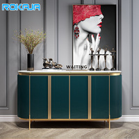 Buffet de style moderne pour salon, grand espace, armoire de rangement en marbre, base en métal, table console en bois, vente en gros