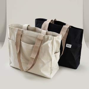 Bolsa de Compras Reutilizable de Lona de Algodón con Múltiples Bolsillos de Almacenamiento, Diseño Personalizado, Bolsa Casual para Venta al Por Mayor - Product Image 1
