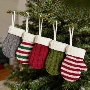 HM-638 <strong>Mini</strong> Knitted Christmas <strong>Stockings</strong> Small Red Stripes Hanging <strong>Stocking</strong> - Product Image 3