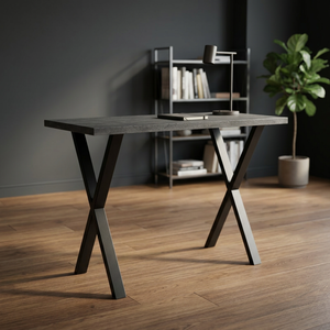 Industrial Modern Mango Wood Oblong Cocktail Bar <b>Table</b> Cross Base <b>Foldable</b> Stools Eco-Friendly Adjustable Height Commercial - Product Image 2