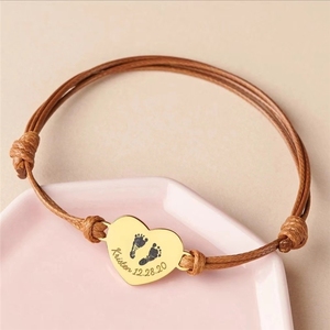 Bracciale in Acciaio Inossidabile Vuoto <span class=keywords><strong>con</strong></span> Incisione Personalizzabile per Impronte di Piedi e Mani, Nonché Testo e Motivi - Product Image 1