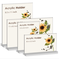 Support d'affichage de carte en forme de T en acrylique transparent avec logo personnalisé 8.5*11 pouces porte-panneau de menu pour hôtel restaurant