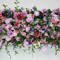 NINI En gros Arche de mariage carrée en soie avec roses artificielles, style verdure, toile de fond écologique pour mariage