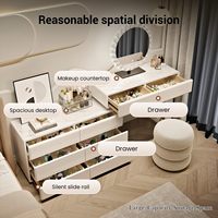 Bureau de toilette modulaire blanc avec miroir LED en cristal, bureau central de 32/40/48 pouces et armoires multi-tiroirs pour chambre à coucher.