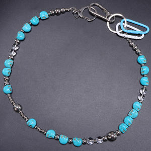 Cadena de cintura con cuentas de calavera azul turquesa para uso casual, material de aleación de zinc, diseño de una sola capa - Product Image 6