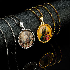 Giveluck Custom Roestvrij Staal Kruis Hanger Maagd Mary Jesus Zwart Madonna Sprankelende Ketting Voor Mannen Vrouwen Christelijke Mode - Product Image 1