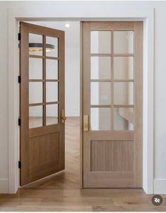 باب زجاجي متأرجح نصف خشبي للمكاتب بإطار خشبي - Product Image 5