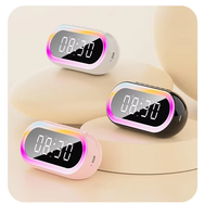 Jam malam Digital LED, jam Alarm kecil lampu RGB multifungsi Speaker