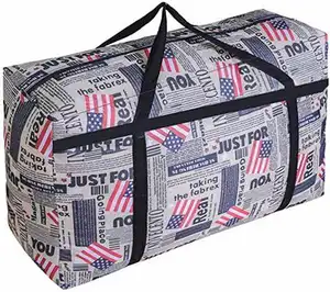 주문 로고 큰 저장 세탁물 베개 지퍼 여행 패킹 부대 내구재에 의하여 재생되는 박판으로 만들어진 길쌈된 프로필렌 끈달린 가방