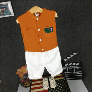 Produits les plus vendus en Chine - Nouvelle collection de vêtements pour bébés garçons, style coréen, ensemble de chemises sans manches pour enfants - Product Image 3