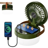 Lampe de camping extérieure à énergie solaire avec ventilateur, lumière d'urgence portable multifonction, rechargeable par USB, quatre modes d'éclairage