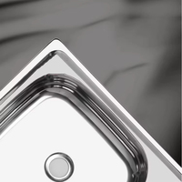 Évier de Cuisine à Cuve Unique en Acier Inoxydable, Design Moderne, Épaissi et Brossé, Table de Travail d'Angle avec Un Trou