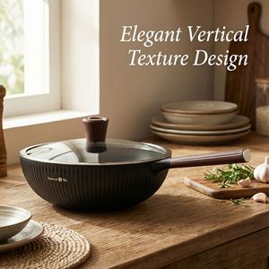 Fry Pan Nonstick Aluminum Alloy Double Layer Bottom Wooden Handle Premium Texture Quality Coating - Product Image 5