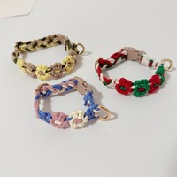 Boho Weihnachtsgeschenk Handgefertigtes Makramee-Halsband Verstellbare Gewebte Feiertagsdekoration für Welpen Weihnachtsdeko