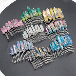 20 dientes Semi PriWicca Moon Crystal Hair Peine hecho a mano Pagan Hair Jewelry para suministros de brujería - Product Image 1