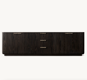 Sassanid OEM Diseño contemporáneo moderno Alambre cepillado Abeto europeo Hecho a mano Ciro 4 puertas con cajones Consola multimedia - Product Image 4