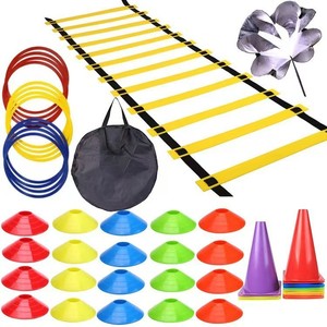 Kit d'entraînement de vitesse avec échelle d'agilité, cônes de football, anneaux, parachute de résistance pour enfants, équipement sportif d'extérieur pour jardin - Product Image 4