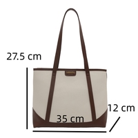 Tas Tote Wanita Gaya Korea Terbaru 2025 Kapasitas Besar Jahitan Warna-warni Tas Tangan Wanita Bahan Kulit PU untuk Buku