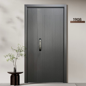 Dar yan Panel ile özelleştirilebilir çok stil dökme alüminyum çift yaprak giriş kapıları | Modern dış ana güvenlik kapıları - Product Image 2