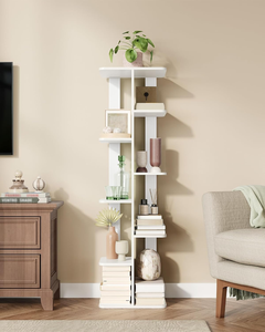 Estantería <span class=keywords><strong>Blanca</strong></span> Estrecha de 9 Niveles, con Estantes Abiertos de Doble Cara, Librería Independiente, Mueble de Almacenamiento para Dormitorio, Sala de Estar u Oficina - Product Image 3