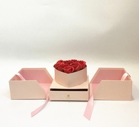 Quantité minimale de commande bas Saint Valentin carré carton fleur boîte boîte cadeau boîte d'emballage avec ruban et tiroir ouvert au milieu