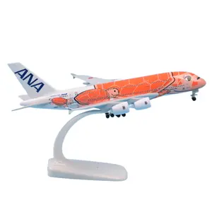 โมเดลเครื่องบิน Asiana 20cm, A380ของเล่นเครื่องบินมีล้อ