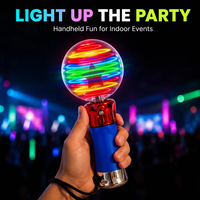 Baguette Magique LED Lumineuse Rotative, Effet Phosphorescent, pour Fêtes, Alimentée par Piles, en ABS, Accessoire de Carnaval, Baguette Globe Lumineuse