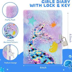 A5 Pluche <span class=keywords><strong>Notebook</strong></span> Zeemeermin Kinderen Cadeau Schoolbenodigdheden Dagboek <span class=keywords><strong>Notebook</strong></span> Met Slot En Sleutel Aanpasbaar - Product Image 6