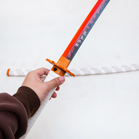 Épée Nichirin de Rengoku Kyojuro de Demon Slayer, réplique de katana en métal avec lumières LED pour cosplay