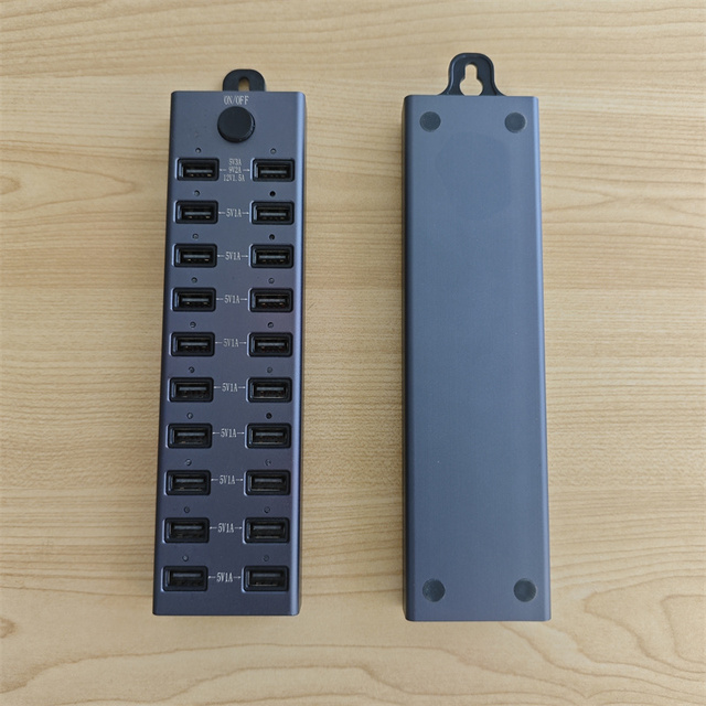 20 Port USB Charging Station Aluminum Alloy Desktop Dock with QC3.0 120W Output 5V/2.4A Protection