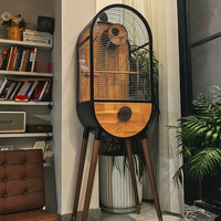 Haute qualité en acier inoxydable bois massif Cage à oiseaux perroquet oiseau maison bricolage décor décoration intérieure moine or soleil vent oiseau Styles