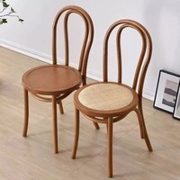 Chaises de salle à manger en bois de caoutchouc de style vintage du milieu du siècle, avec dossier, durables pour les hôtels, les restaurants, les villas et les bureaux à domicile