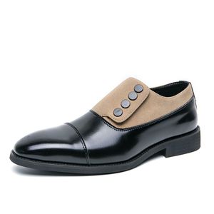 <span class=keywords><strong>Mocasines</strong></span> de cuero de color combinado para <span class=keywords><strong>hombre</strong></span> Estilo de botón de cabeza puntiaguda con característica plana para trajes Zapatos de un pie - Product Image 4