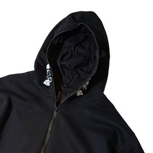 Personnalisé décontracté de haute qualité broderie pleine fermeture éclair sweats à capuche doublure en soie ajustée basique 100% coton sweats à capuche pour hommes - Product Image 4